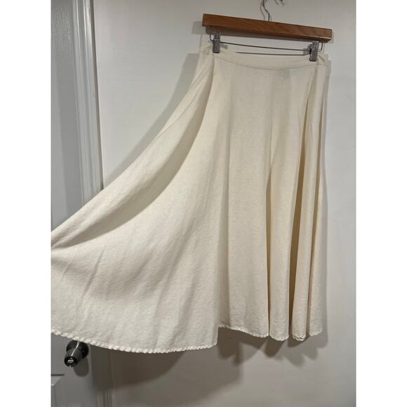 Women’s WHO WHAT WEAR Minimalist Summer Linen Midi Skirt 2 Cream - Picture 3 of 5
